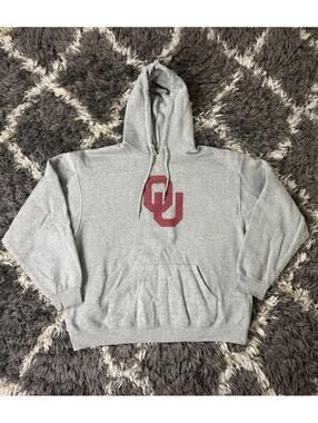 Vintage Oklahoma Sooners Hoodie Men’s XXL Jerzees Gray Pullover Sweatshirt